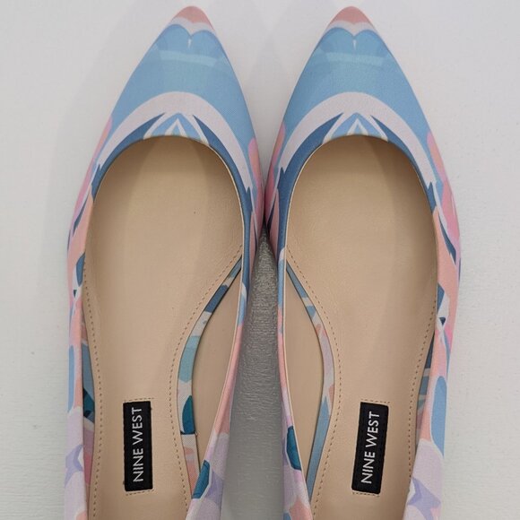 NIB Nine West Onlee 2 Multicolor Fabric Pointed Toe Flats. Size 8.5 M - Picture 4 of 6